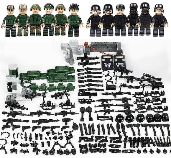 US Marines + SWAT Operations 12-Pack soldier with Weapons & Barricades