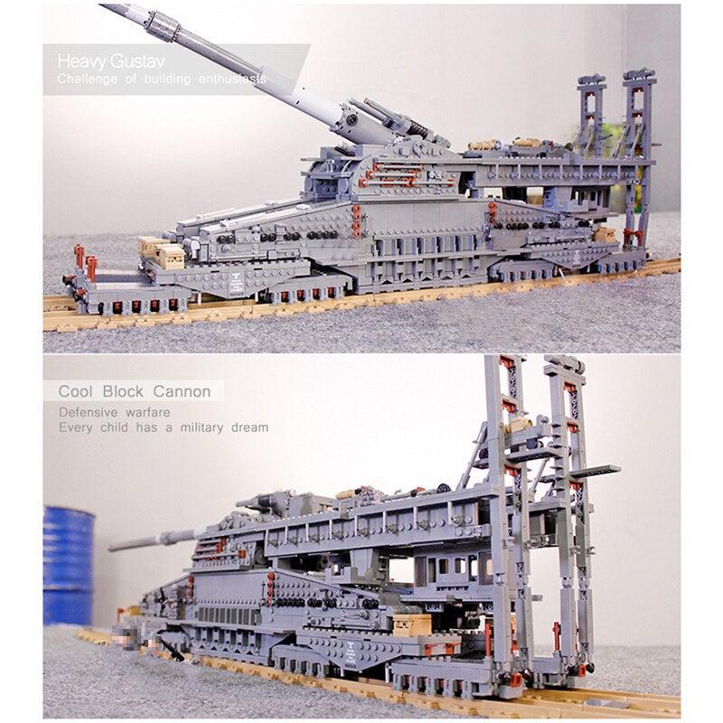 WW2 German Gustav Artillery Railway Gun MOC Brick Set – Toy Brick Lighting