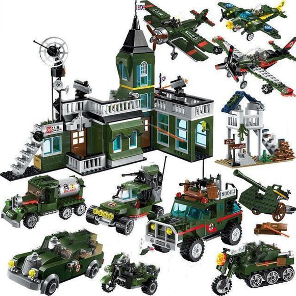 Toy Military Base WW2 with 12 Soldiers – The Brick Armory