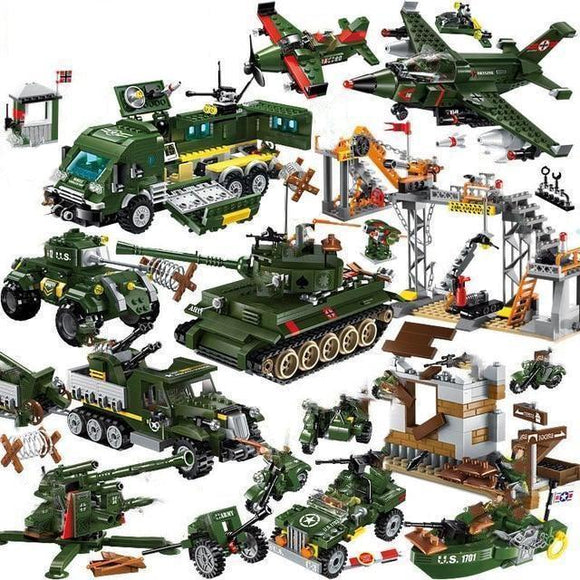 WW2 Playset All Vehicles 2078 Pieces 24 Soldiers