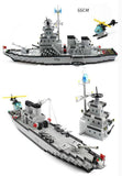 Navy Destroyer Battleship 970 Pieces 6 Soldiers & Helicopter