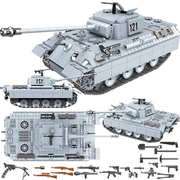 Panther Tank 121 990 Pieces 6 Soldiers + Weapons